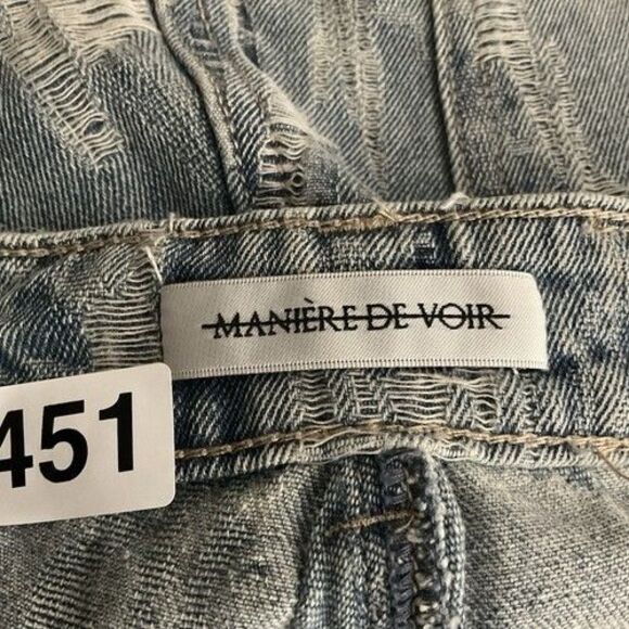 NWOT Maniere De Voir Florence Blue Distressed HiRise Bootcut Jeans Women Size 6 - Picture 2 of 16